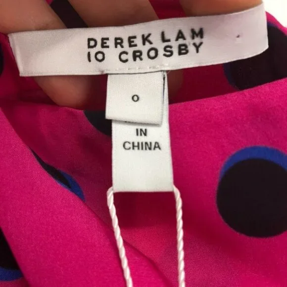 NWT Derek Lam 10 Crosby Taula Polka Dot One-Shoulder pink Dress  size 0 - Picture 7 of 15